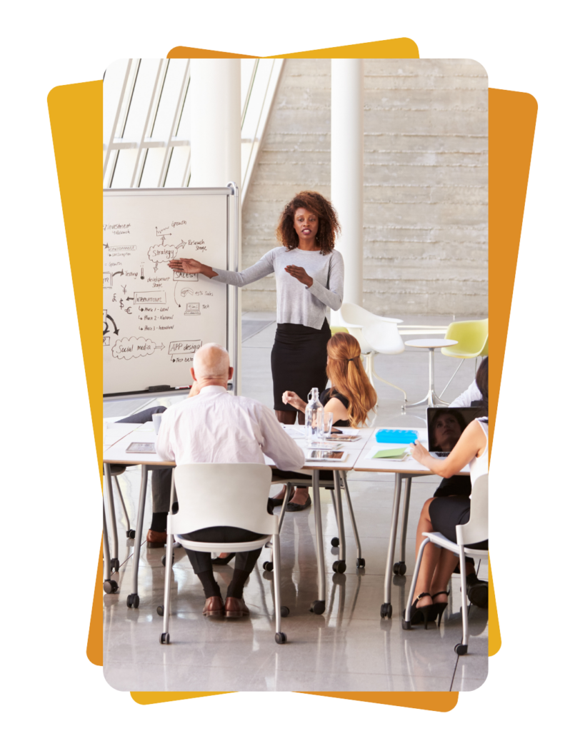 Facilitator leading a workplace discussion