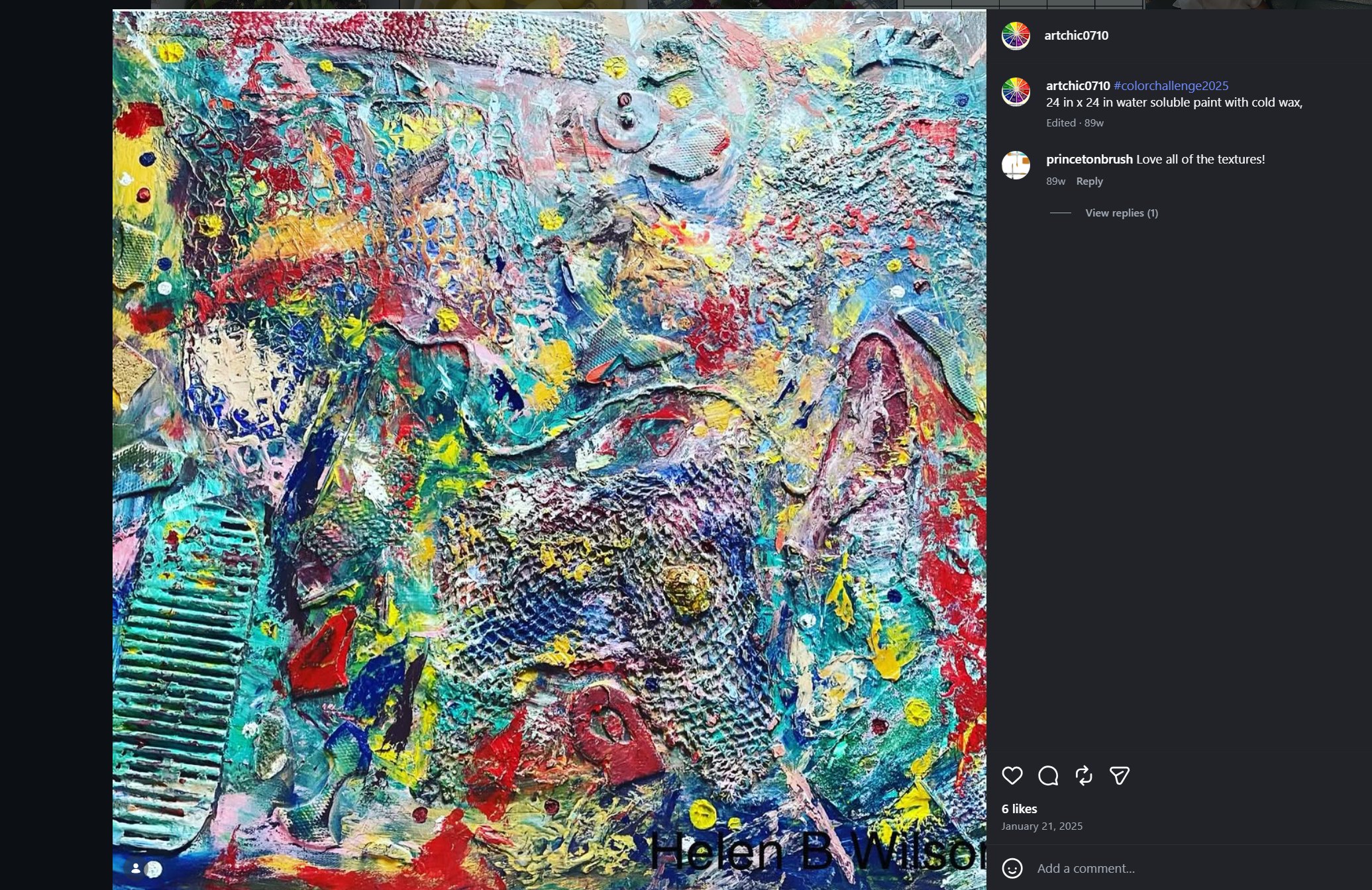 Helen Wilson original painting titled Vibrant Abstract Texture