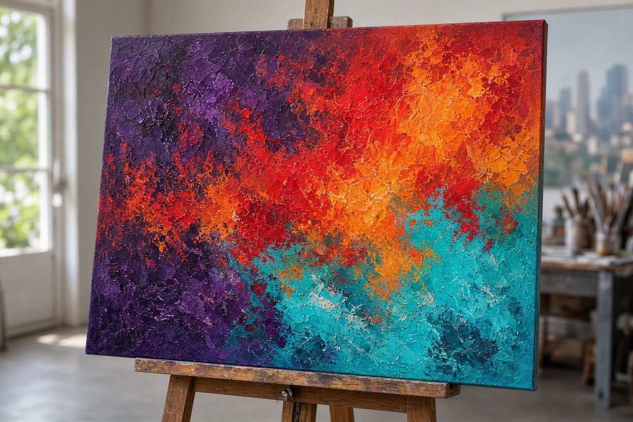 Helen Wilson original painting titled Amber & Amethyst Symphony